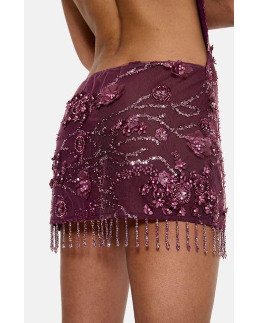 Jaded London Women's Red Ellora Wine Embellished Minidress Jaded London Women's Red Ellora Wine Embellished Minidress