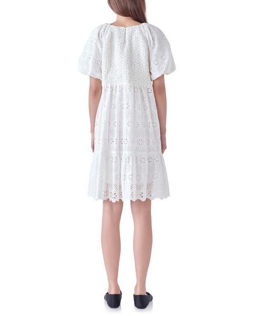 English Factory White Eyelet Knit Combo Dress
