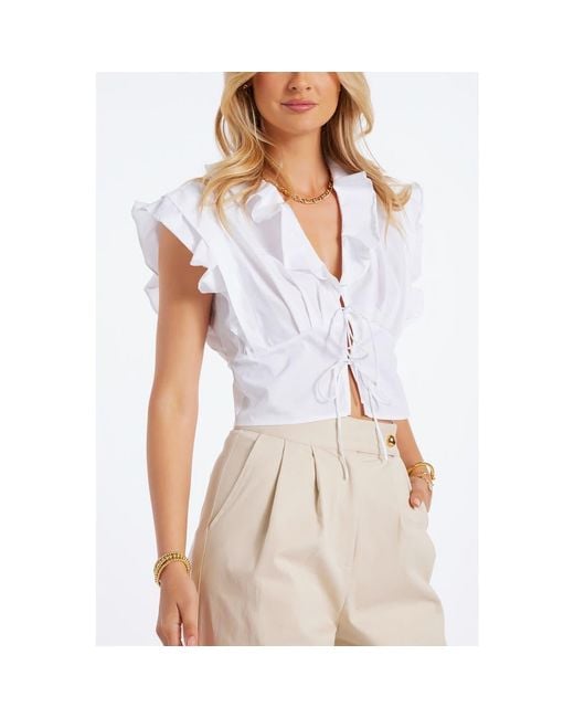 Bishop + Young White Raphael Ruffle Top