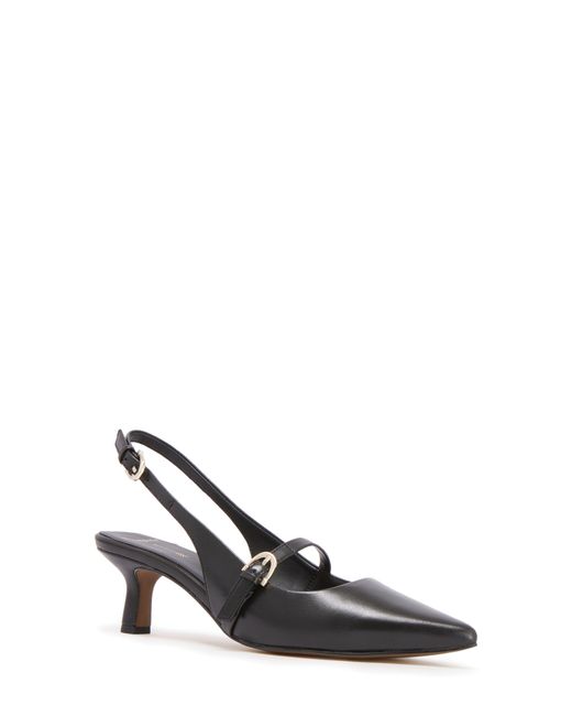 Frankie White Coco Slingback Pointed Toe Kitten Heel Pump