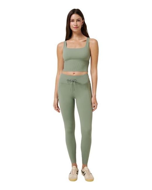 Travis Mathew Green Moveknit Drawstring Waist Leggings
