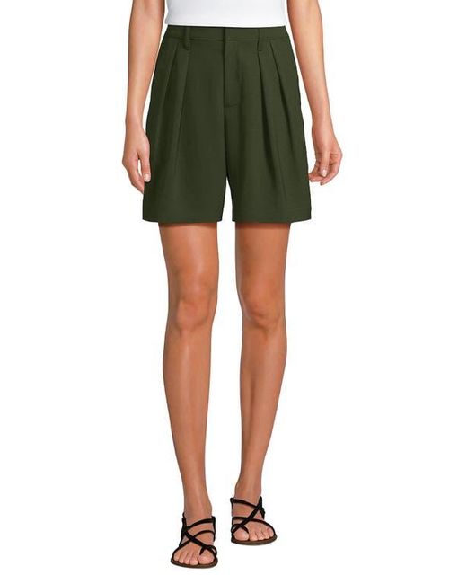 Lands' End Green Creaseless High Rise 7 Shorts