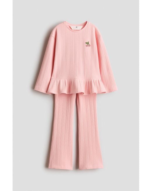H&M Pink 2-Piece Ribbed Set