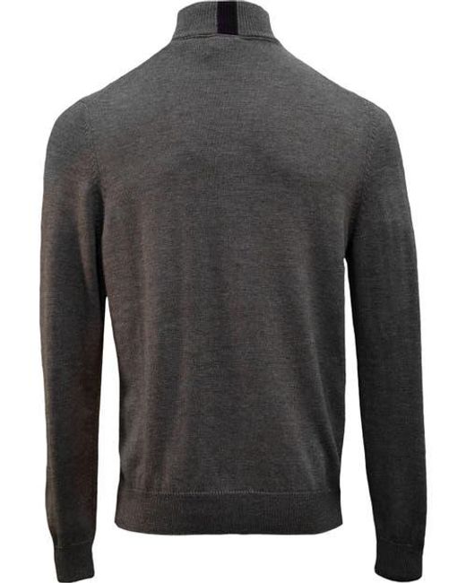 Lords of Harlech Gray Quest Fully Fashioned Quarter-Zip Merino Sweater for men