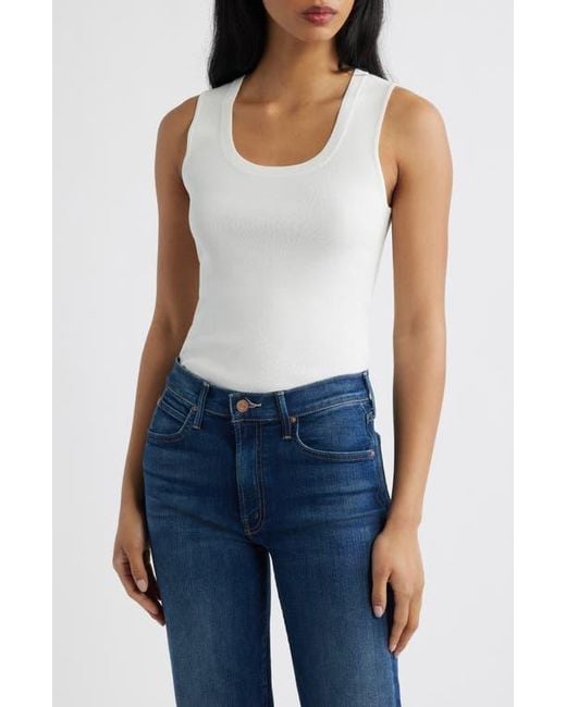 Mango White Sleeveless Rib Top