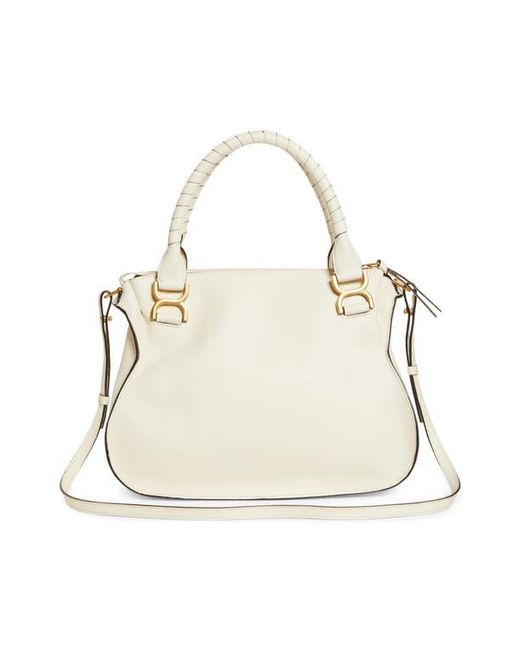 Chloé White Medium Marcie Calfskin Leather Satchel