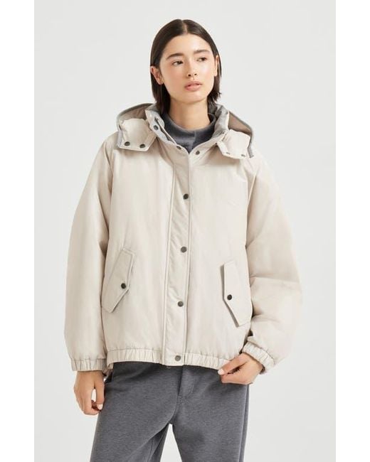Brunello Cucinelli Natural Water-Resistant Taffeta Down Jacket