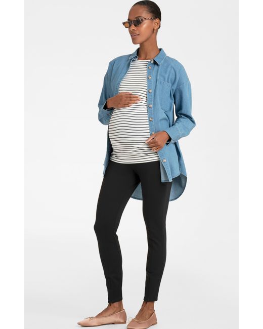 Seraphine Blue Button-up Maternity Shirt At Nordstrom