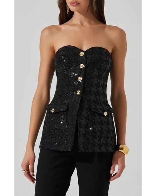 Astr Black Milani Strapless Sequin Top