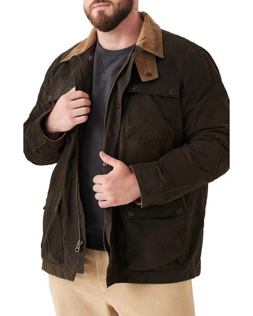 Faherty Brand Black Waxed Organic Cotton Jacket for men