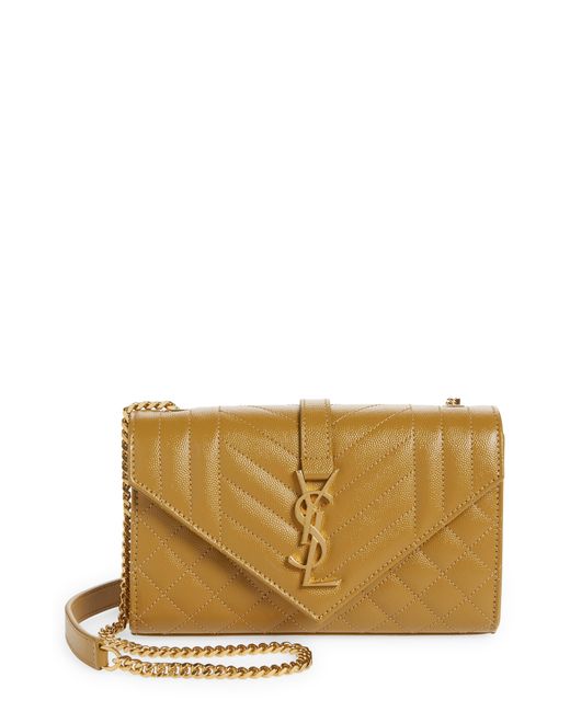 Saint Laurent Small Envelope Calfskin Leather Shoulder Bag in Natural ...