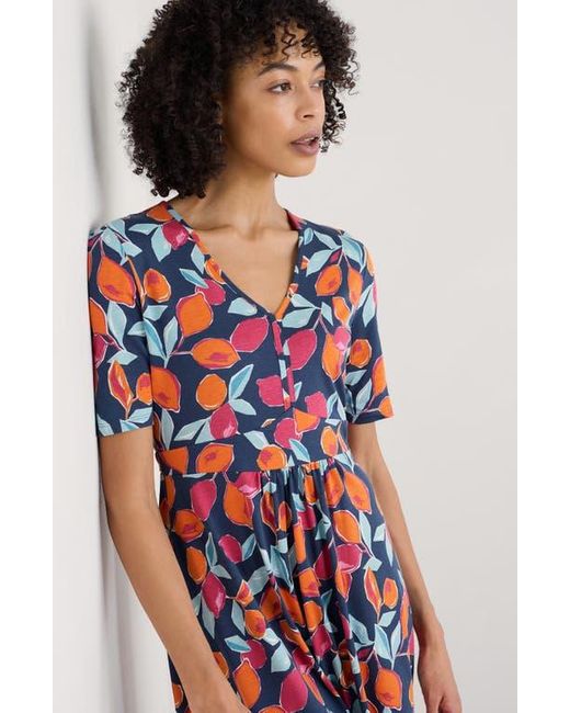 Seasalt Cornwall Red Carwynnen Citrus Print Midi Dress