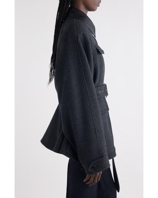 Chloé Black Houndstooth Wool Hunting Jacket