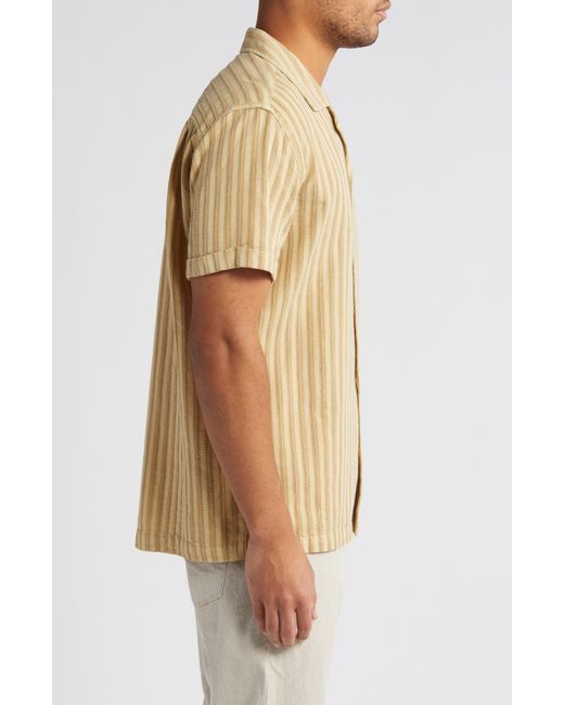 Rails Natural Sinclair Jacquard Stripe Short Sleeve Cotton Button-up Shirt for men