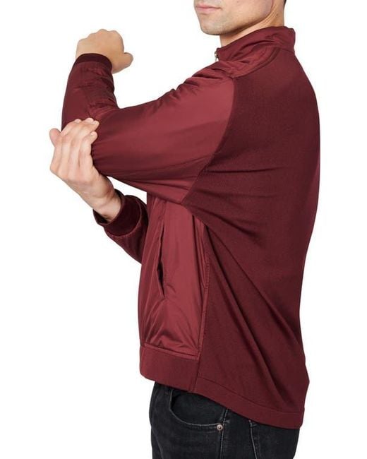 Con.struct Red Solid Padded Hybrid Jacket for men
