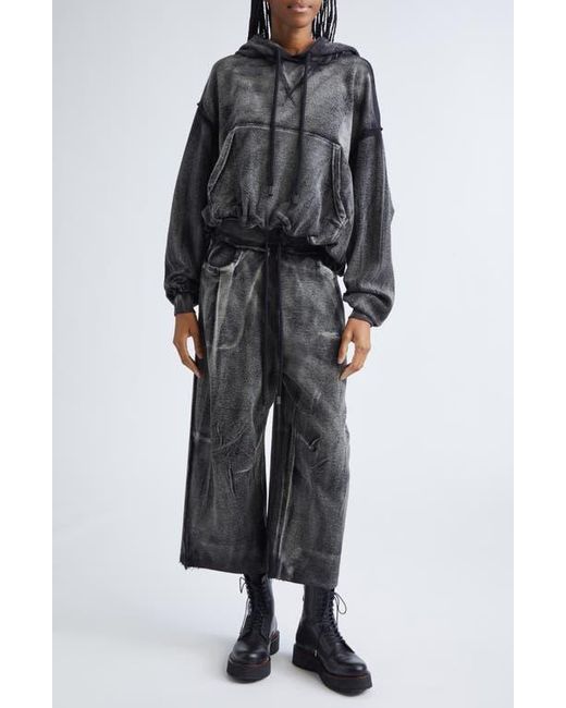 R13 Black Balloon Bubble Hem Cotton Hoodie