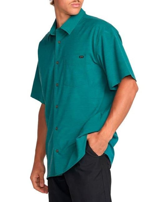 Billabong Green Surftrek Print Short Sleeve Button-Up Shirt for men