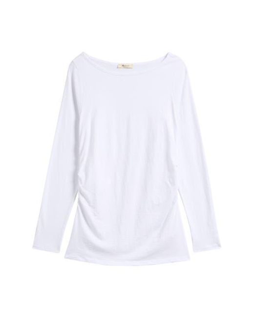 Madewell White Ruched Long Sleeve Top