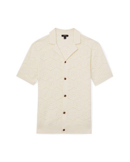 Reiss Natural Royce Open Stitch Button-Up Polo Sweater for men