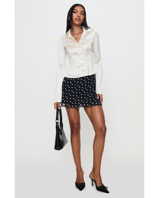 Princess Polly White Miravella Satin Button-Up Shirt