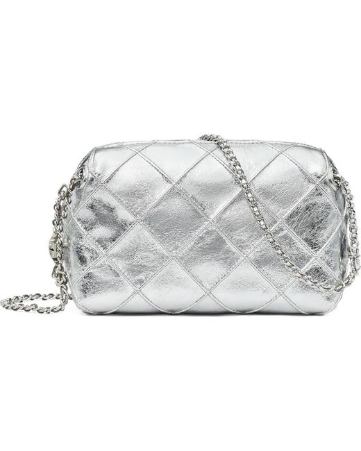 Tory Burch Gray Fleming Soft Metallic Leather Crossbody Bag