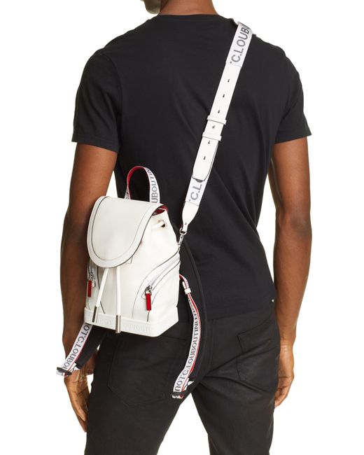 Christian Louboutin White Small Explorafunk Empire Leather Backpack for men