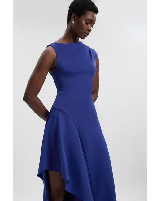 Karen Millen Petite Ruffle Hem Maxi Dress in Blue | Lyst