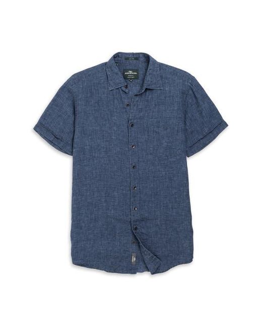 Rodd & Gunn Blue Palm Beach Sports Fit Short Sleeve Linen Button-Up Shirt for men
