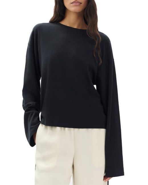 Rag & Bone Blue Kelley Boxy Long Sleeve Cotton Jersey T-Shirt