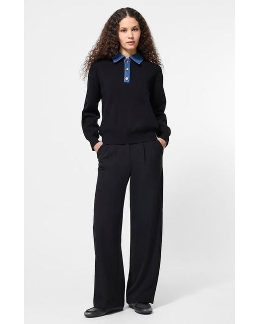 French Connection Black Denim Collar Sweater