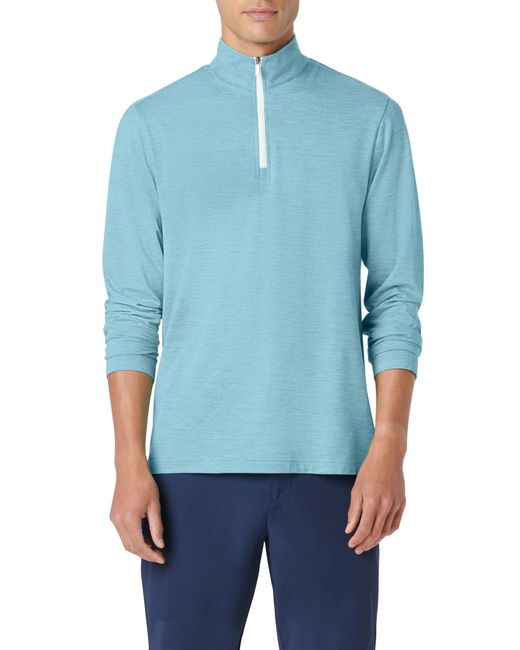 Bugatchi Blue Quarter Zip Performance Pullover for men