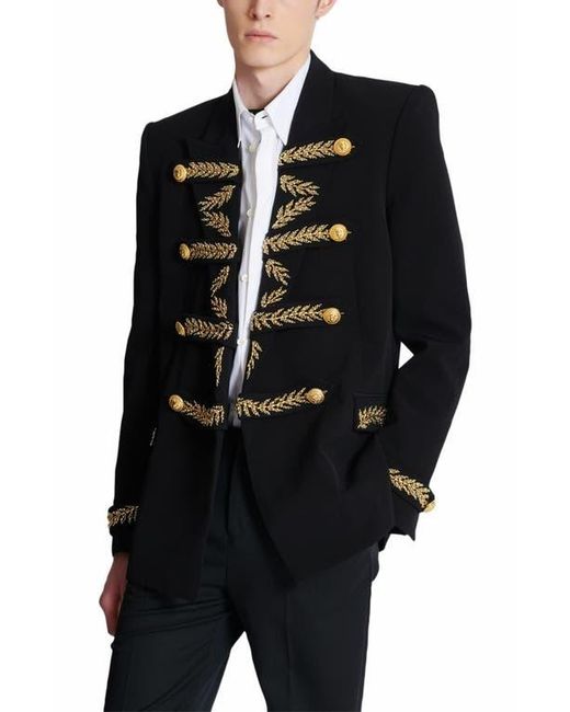 Balmain Black Embroidered Crepe Jacket for men