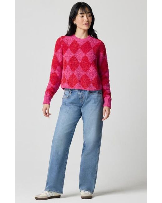 Florence By Mills Red Crop Argyle Chenille Sweater