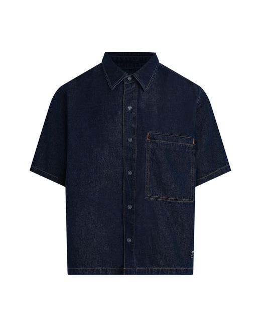 Hudson Blue Crop Short Sleeve Denim Snap Front Shirt for men