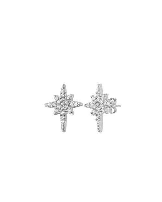 Spero London Women's White Northern Star Sterling Stud Earring