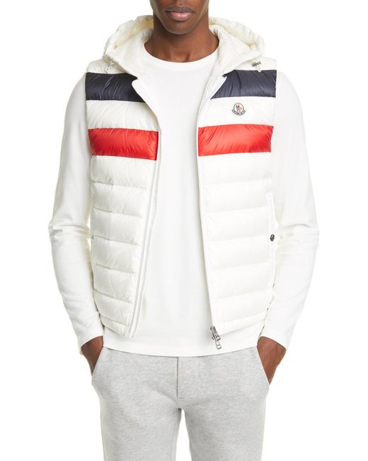 Moncler White Quilted Down Hooded Vest for men