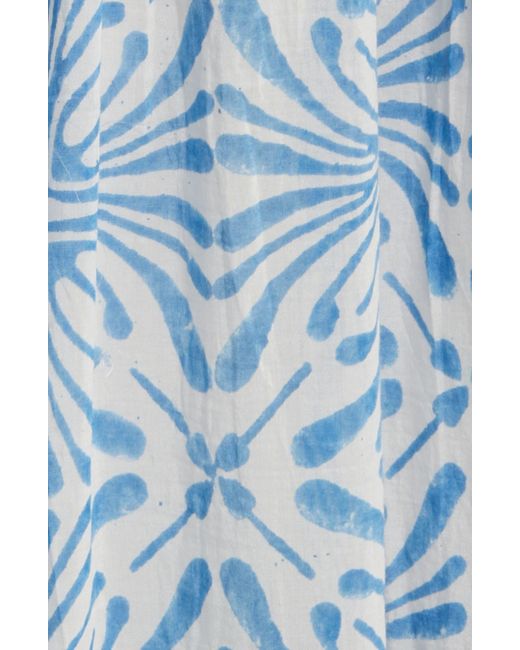 Alicia Bell Blue Cutout Tie Front Cotton & Silk Cover-up Maxi Dress