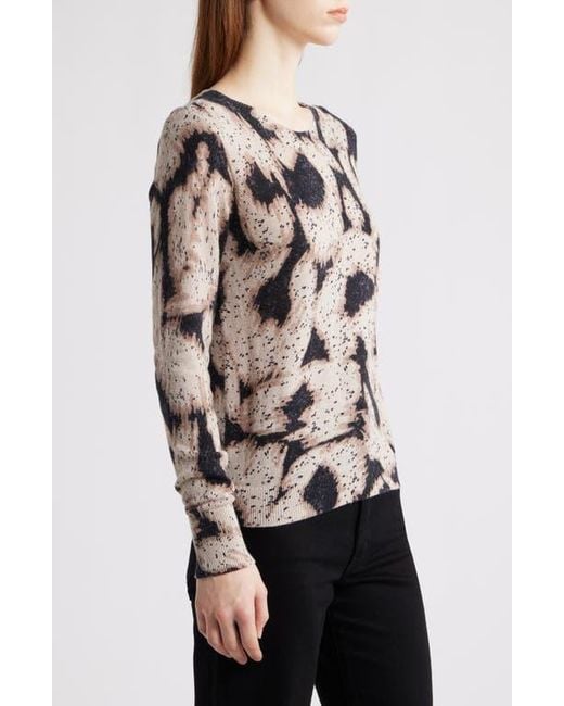 NIC+ZOE Brown Abstract Animal Print Supersoft Sweater