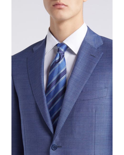 Canali Blue Siena Regular Fit Mélange Wool Suit for men