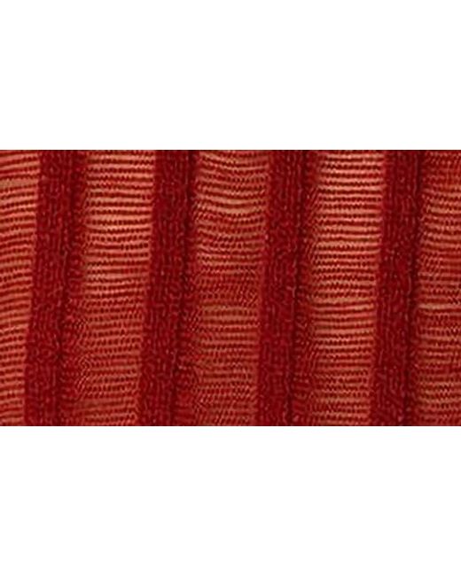 Edikted Red Sagir Sheer Ladder Stitch Crop Top