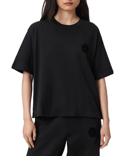AllSaints Black Zanda Oversize Cotton T-Shirt