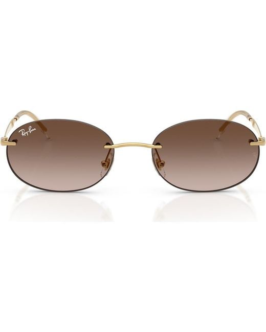 Ray-Ban Brown 54Mm Gradient Rimless Oval Sunglasses