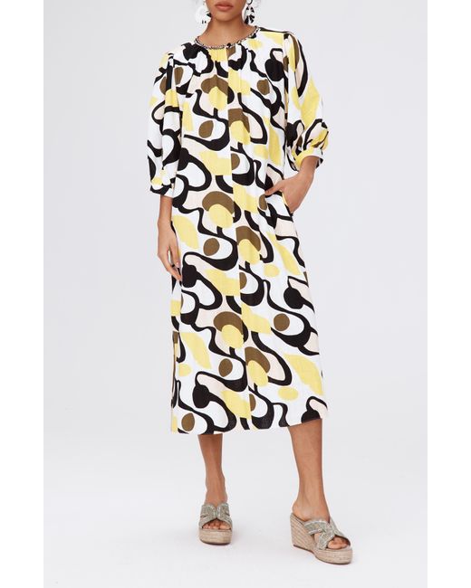 Diane von Furstenberg White Bambi Geo Print Midi Dress