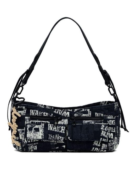 Desigual Black Cotton Canvas Shoulder Bag