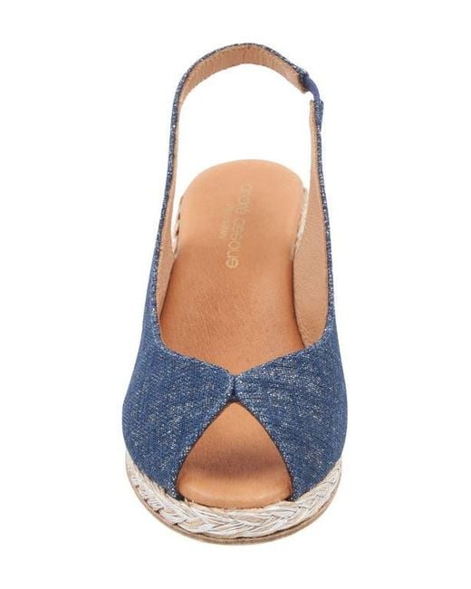 Andre Assous Blue Audrey Espadrille Wedge Sandal