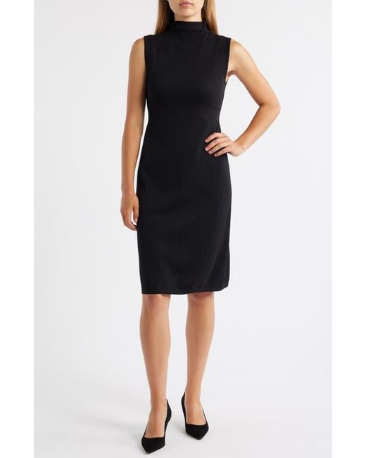 Anne Klein Black Funnel Neck Sleeveless Sweater Dress