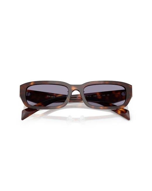 Prada Brown 55Mm Rectangular Sunglasses