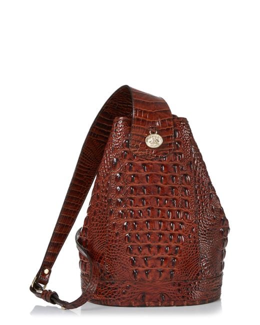Brahmin Red Allie Croc Embossed Leather Slingback Bag