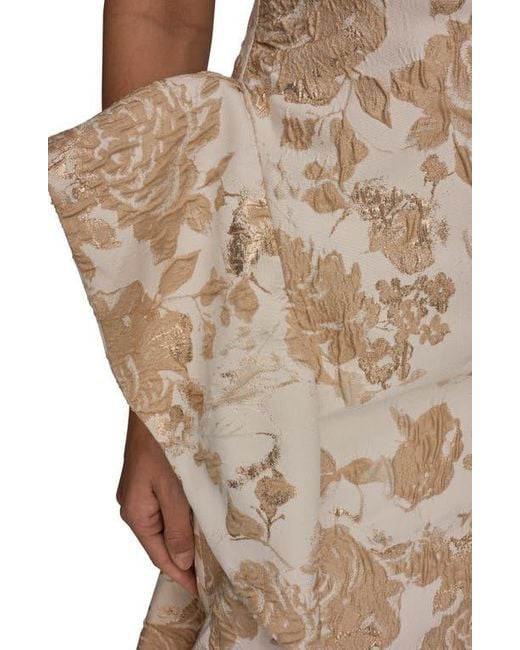 Donna Karan Natural One-Shoulder Cascading Ruffle Gown