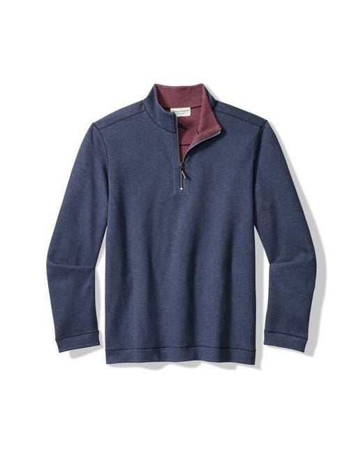 Tommy Bahama Blue Flipview Reversible Half Zip Pullover for men
